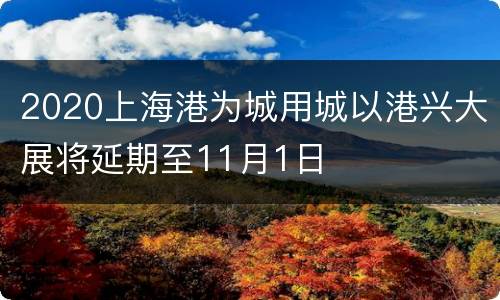 2020上海港为城用城以港兴大展将延期至11月1日