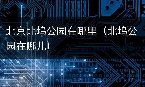 北京北坞公园在哪里（北坞公园在哪儿）