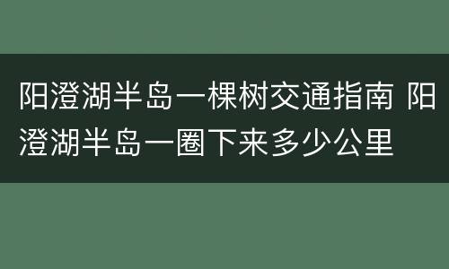 阳澄湖半岛一棵树交通指南 阳澄湖半岛一圈下来多少公里