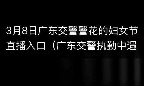 3月8日广东交警警花的妇女节直播入口（广东交警执勤中遇袭牺牲）