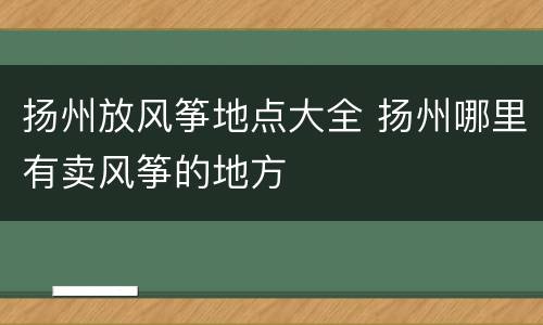 扬州放风筝地点大全 扬州哪里有卖风筝的地方