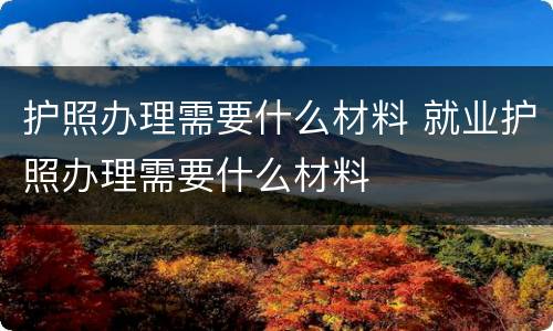 护照办理需要什么材料 就业护照办理需要什么材料