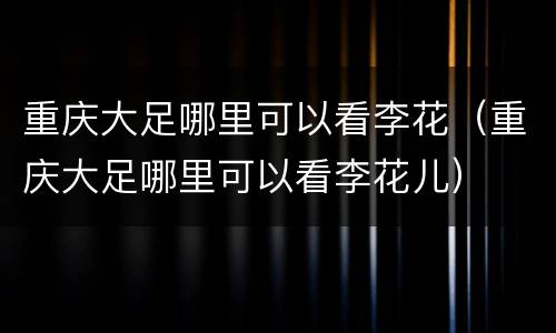 重庆大足哪里可以看李花（重庆大足哪里可以看李花儿）