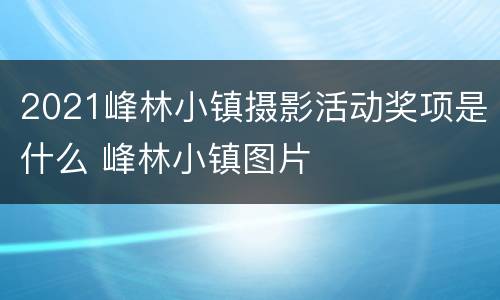 2021峰林小镇摄影活动奖项是什么 峰林小镇图片