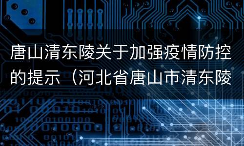 唐山清东陵关于加强疫情防控的提示（河北省唐山市清东陵开放了吗）