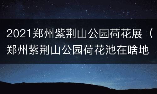 2021郑州紫荆山公园荷花展（郑州紫荆山公园荷花池在啥地方）