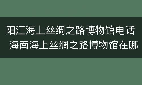 阳江海上丝绸之路博物馆电话 海南海上丝绸之路博物馆在哪