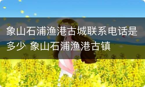 象山石浦渔港古城联系电话是多少 象山石浦渔港古镇