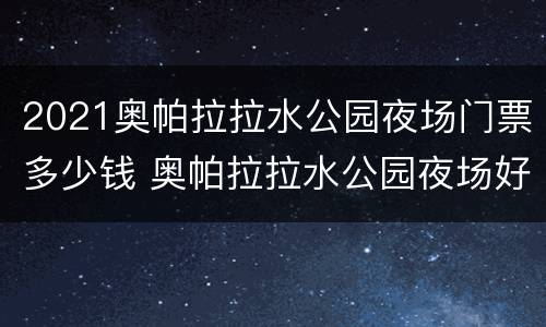 2021奥帕拉拉水公园夜场门票多少钱 奥帕拉拉水公园夜场好玩吗