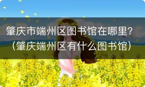 肇庆市端州区图书馆在哪里？（肇庆端州区有什么图书馆）
