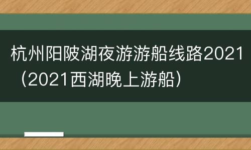 杭州阳陂湖夜游游船线路2021（2021西湖晚上游船）