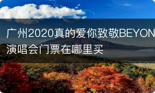 广州2020真的爱你致敬BEYOND演唱会门票在哪里买