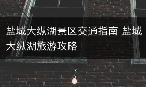 盐城大纵湖景区交通指南 盐城大纵湖旅游攻略