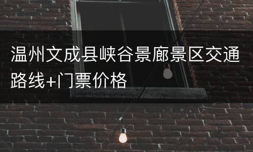 温州文成县峡谷景廊景区交通路线+门票价格