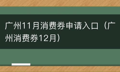广州11月消费券申请入口（广州消费券12月）