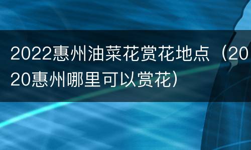 2022惠州油菜花赏花地点（2020惠州哪里可以赏花）