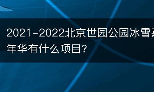 2021-2022北京世园公园冰雪嘉年华有什么项目？