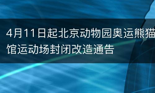 4月11日起北京动物园奥运熊猫馆运动场封闭改造通告