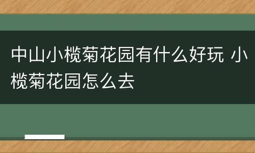 中山小榄菊花园有什么好玩 小榄菊花园怎么去