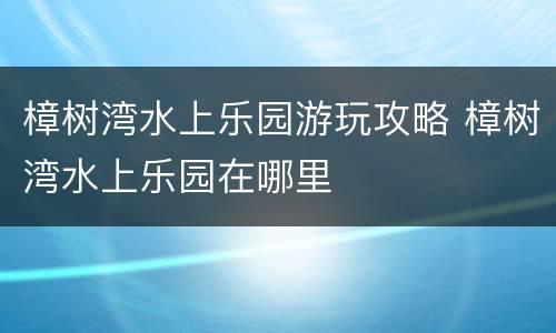 樟树湾水上乐园游玩攻略 樟树湾水上乐园在哪里