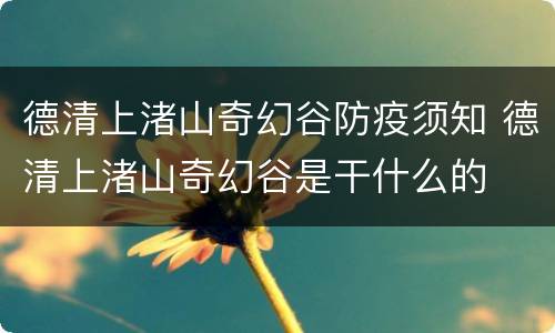 德清上渚山奇幻谷防疫须知 德清上渚山奇幻谷是干什么的