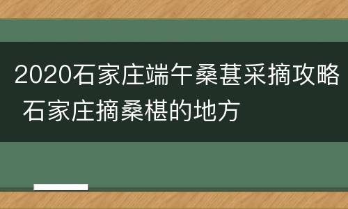 2020石家庄端午桑葚采摘攻略 石家庄摘桑椹的地方