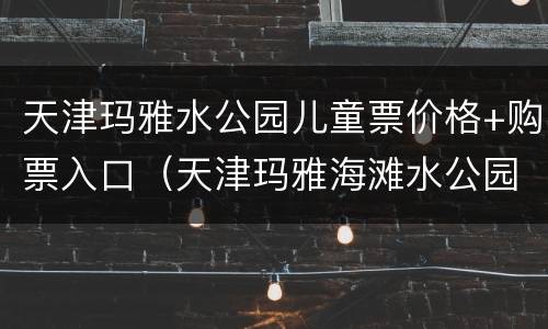 天津玛雅水公园儿童票价格+购票入口（天津玛雅海滩水公园学生票）