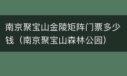 南京聚宝山金陵矩阵门票多少钱（南京聚宝山森林公园）