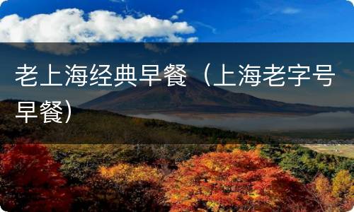 老上海经典早餐（上海老字号早餐）