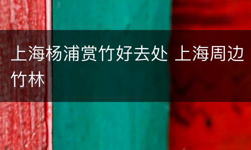 上海杨浦赏竹好去处 上海周边竹林