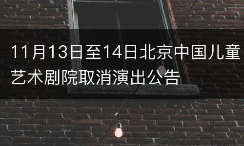 11月13日至14日北京中国儿童艺术剧院取消演出公告
