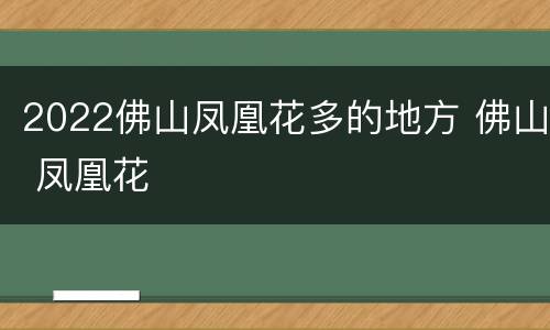 2022佛山凤凰花多的地方 佛山 凤凰花