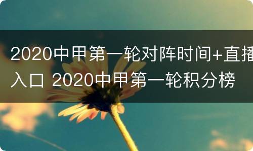 2020中甲第一轮对阵时间+直播入口 2020中甲第一轮积分榜