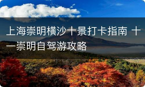 上海崇明横沙十景打卡指南 十一崇明自驾游攻略