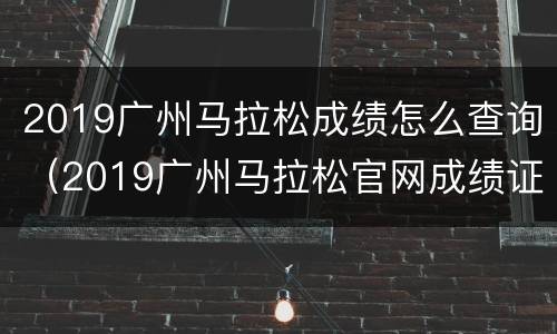 2019广州马拉松成绩怎么查询（2019广州马拉松官网成绩证书）