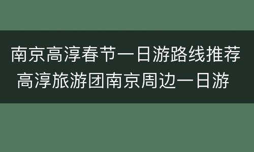 南京高淳春节一日游路线推荐 高淳旅游团南京周边一日游