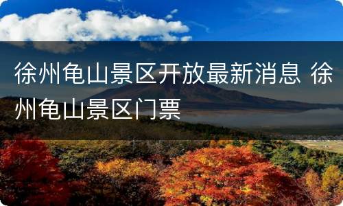 徐州龟山景区开放最新消息 徐州龟山景区门票