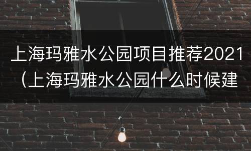 上海玛雅水公园项目推荐2021（上海玛雅水公园什么时候建成的）