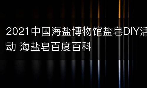 2021中国海盐博物馆盐皂DIY活动 海盐皂百度百科