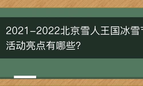 2021-2022北京雪人王国冰雪节活动亮点有哪些？