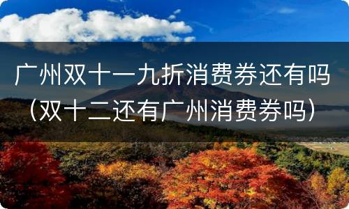 广州双十一九折消费券还有吗（双十二还有广州消费券吗）
