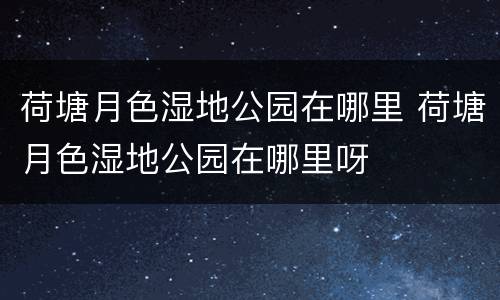 荷塘月色湿地公园在哪里 荷塘月色湿地公园在哪里呀