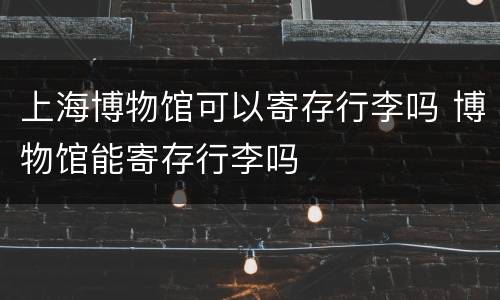 上海博物馆可以寄存行李吗 博物馆能寄存行李吗