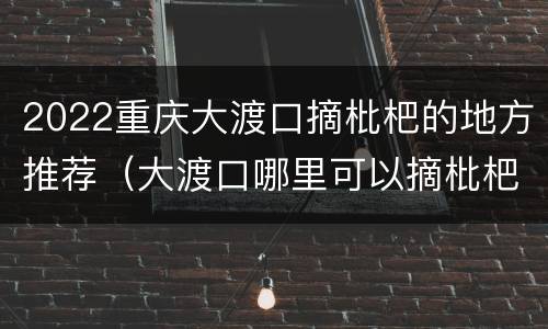 2022重庆大渡口摘枇杷的地方推荐（大渡口哪里可以摘枇杷）