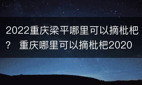 2022重庆梁平哪里可以摘枇杷？ 重庆哪里可以摘枇杷2020