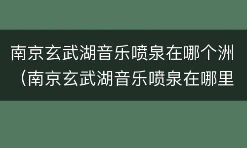 南京玄武湖音乐喷泉在哪个洲（南京玄武湖音乐喷泉在哪里）