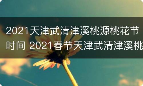 2021天津武清津溪桃源桃花节时间 2021春节天津武清津溪桃源