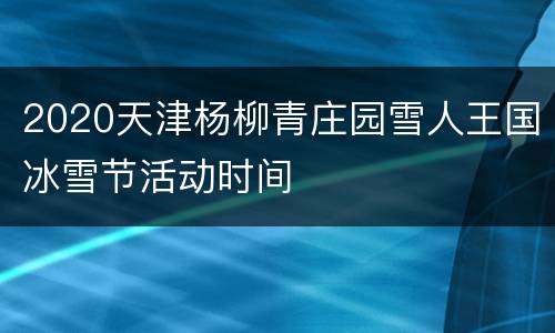 2020天津杨柳青庄园雪人王国冰雪节活动时间