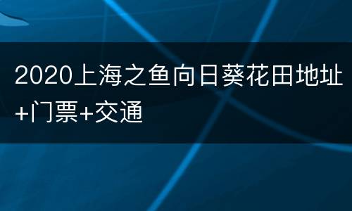 2020上海之鱼向日葵花田地址+门票+交通