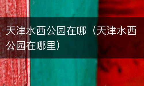 天津水西公园在哪（天津水西公园在哪里）